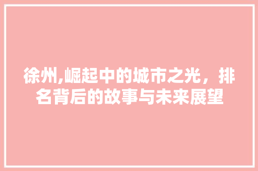 徐州,崛起中的城市之光，排名背后的故事与未来展望 网络技术
