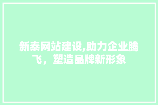 新泰网站建设,助力企业腾飞，塑造品牌新形象