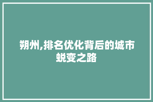 朔州,排名优化背后的城市蜕变之路 朔州,排名优化背后的城市蜕变之路