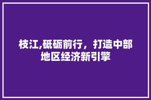 枝江,砥砺前行，打造中部地区经济新引擎
