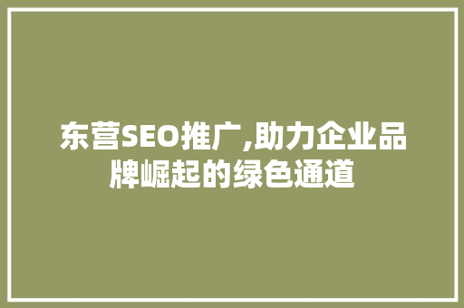 东营SEO推广,助力企业品牌崛起的绿色通道 东营SEO推广,助力企业品牌崛起的绿色通道