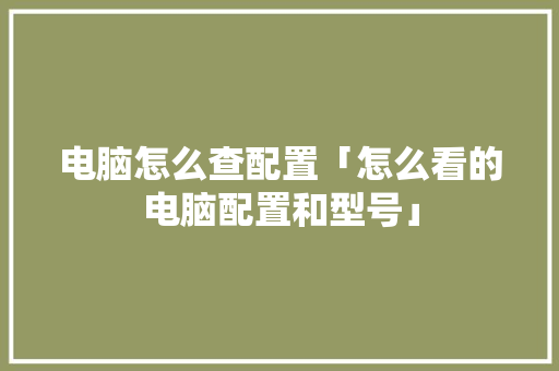 电脑怎么查配置「怎么看的电脑配置和型号」 电脑怎么查配置「怎么看的电脑配置和型号」 电脑基础