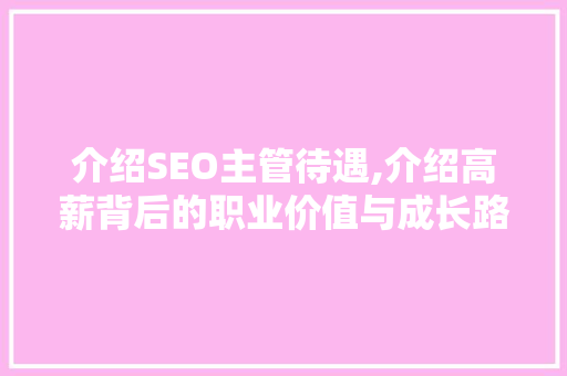 介绍SEO主管待遇,介绍高薪背后的职业价值与成长路径