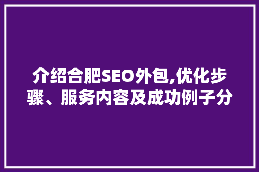 介绍合肥SEO外包,优化步骤、服务内容及成功例子分析