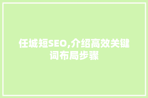 任城短SEO,介绍高效关键词布局步骤 电脑基础