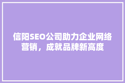 信阳SEO公司助力企业网络营销，成就品牌新高度