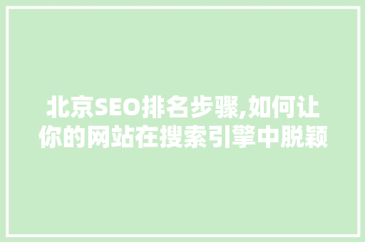 北京SEO排名步骤,如何让你的网站在搜索引擎中脱颖而出