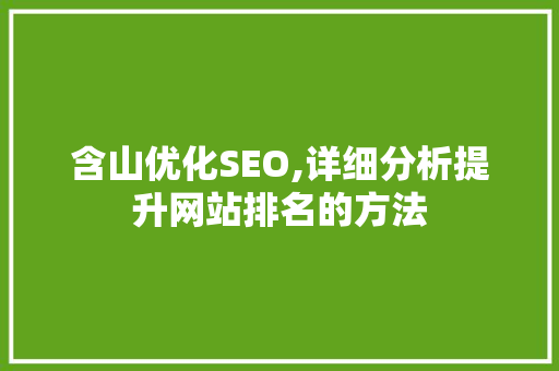 含山优化SEO,详细分析提升网站排名的方法