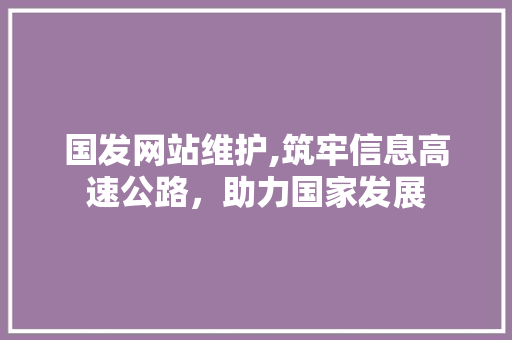 国发网站维护,筑牢信息高速公路,助力国家发展 国发网站维护,筑牢信息高速公路,助力国家发展