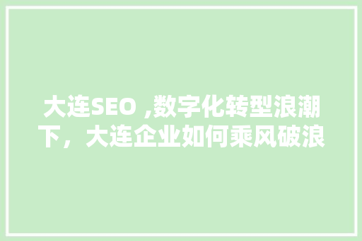 大连SEO ,数字化转型浪潮下,大连企业如何乘风破浪 大连SEO ,数字化转型浪潮下,大连企业如何乘风破浪