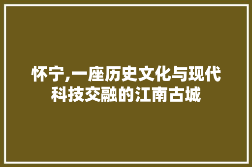 怀宁,一座历史文化与现代科技交融的江南古城