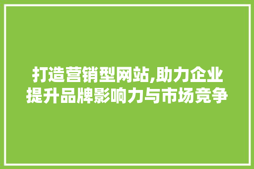 打造营销型网站,助力企业提升品牌影响力与市场竞争力