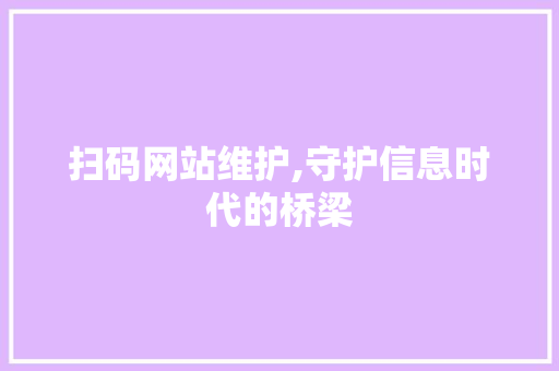 扫码网站维护,守护信息时代的桥梁