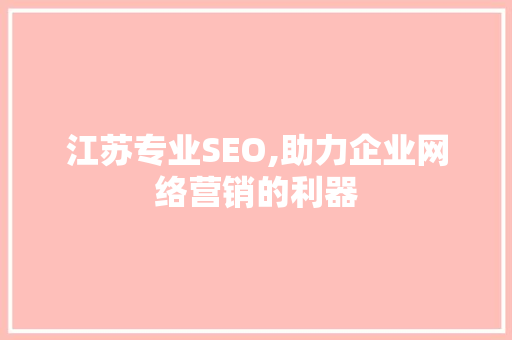 江苏专业SEO,助力企业网络营销的利器