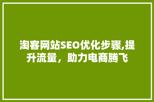 淘客网站SEO优化步骤,提升流量，助力电商腾飞