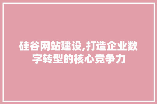 硅谷网站建设,打造企业数字转型的核心竞争力