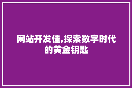网站开发佳,探索数字时代的黄金钥匙