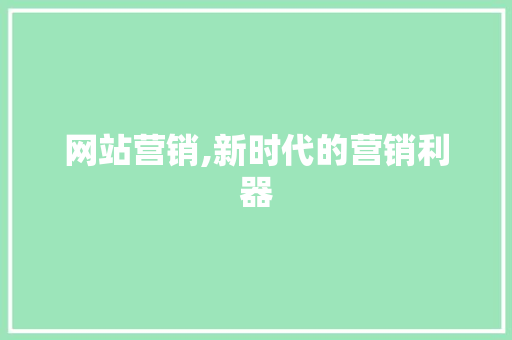 网站营销,新时代的营销利器