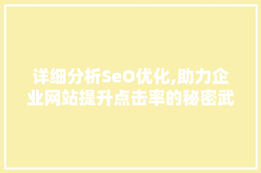 详细分析SeO优化,助力企业网站提升点击率的秘密武器