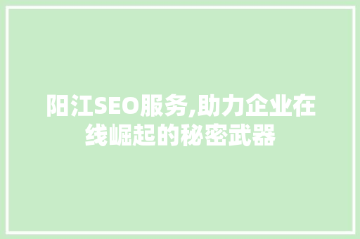 阳江SEO服务,助力企业在线崛起的秘密武器