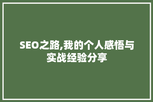 SEO之路,我的个人感悟与实战经验分享