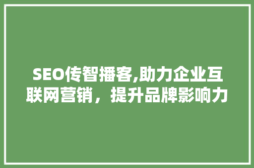 SEO传智播客,助力企业互联网营销，提升品牌影响力