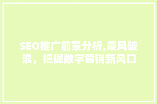 SEO推广前景分析,乘风破浪，把握数字营销新风口 电脑基础