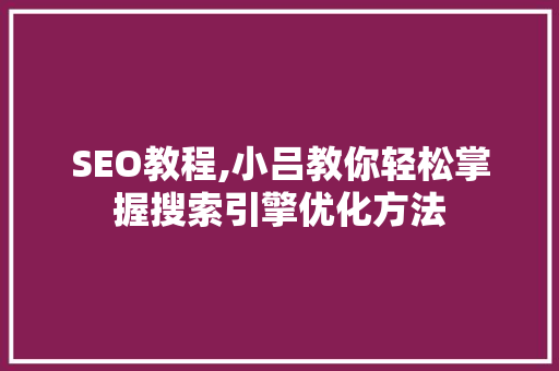 SEO教程,小吕教你轻松掌握搜索引擎优化方法
