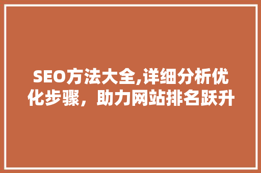 SEO方法大全,详细分析优化步骤，助力网站排名跃升