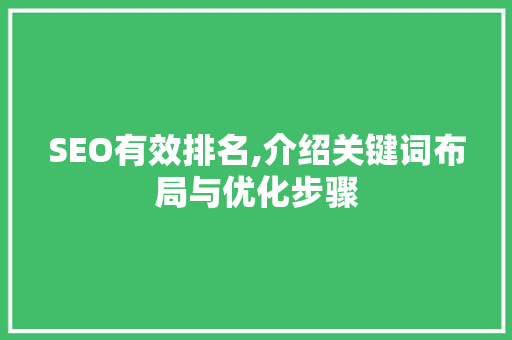 SEO有效排名,介绍关键词布局与优化步骤