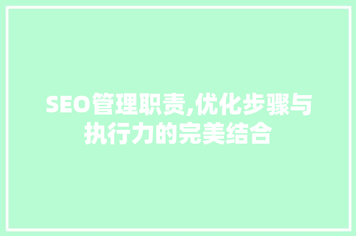 SEO管理职责,优化步骤与执行力的完美结合