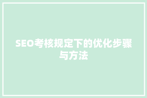 SEO考核规定下的优化步骤与方法