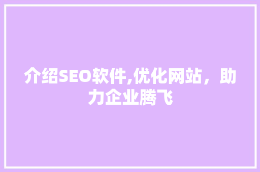介绍SEO软件,优化网站，助力企业腾飞