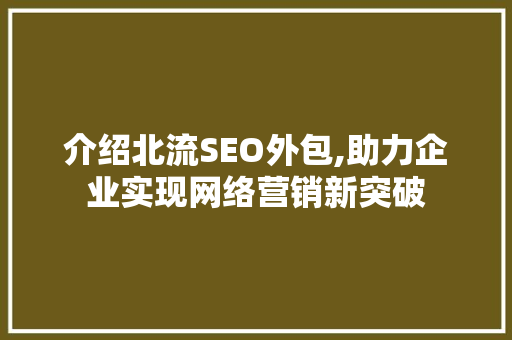 介绍北流SEO外包,助力企业实现网络营销新突破 电脑基础