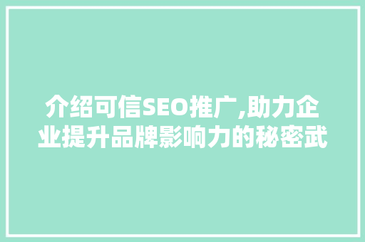 介绍可信SEO推广,助力企业提升品牌影响力的秘密武器