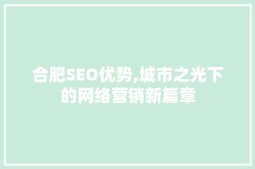 合肥SEO优势,城市之光下的网络营销新篇章 合肥SEO优势,城市之光下的网络营销新篇章