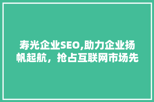 寿光企业SEO,助力企业扬帆起航,抢占互联网市场先机 寿光企业SEO,助力企业扬帆起航,抢占互联网市场先机