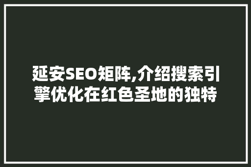 延安SEO矩阵,介绍搜索引擎优化在红色圣地的独特