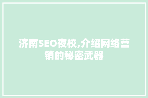 济南SEO夜校,介绍网络营销的秘密武器