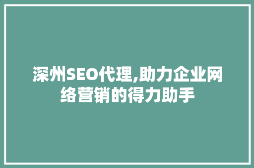 深州SEO代理,助力企业网络营销的得力助手