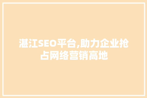 湛江SEO平台,助力企业抢占网络营销高地