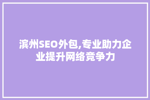 滨州SEO外包,专业助力企业提升网络竞争力