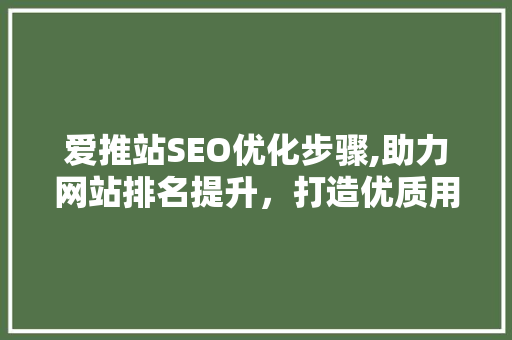 爱推站SEO优化步骤,助力网站排名提升，打造优质用户体验