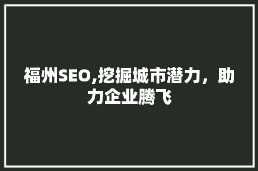 福州SEO,挖掘城市潜力，助力企业腾飞
