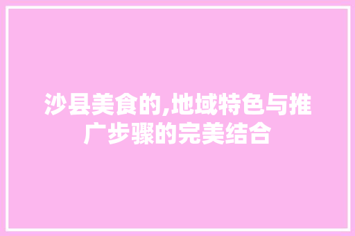 沙县美食的,地域特色与推广步骤的完美结合 沙县美食的,地域特色与推广步骤的完美结合