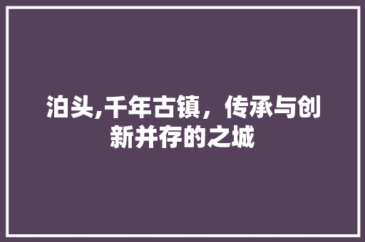 泊头,千年古镇，传承与创新并存的之城