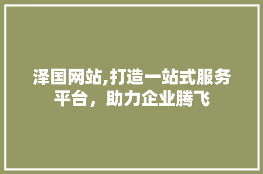 泽国网站,打造一站式服务平台，助力企业腾飞