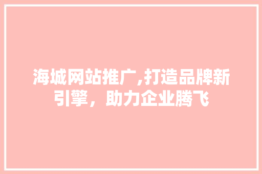 海城网站推广,打造品牌新引擎，助力企业腾飞