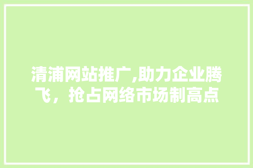清浦网站推广,助力企业腾飞，抢占网络市场制高点 编程语言