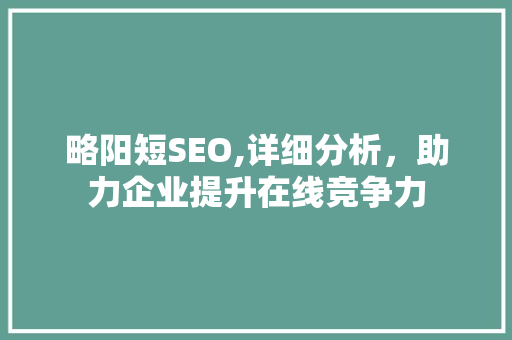 略阳短SEO,详细分析，助力企业提升在线竞争力